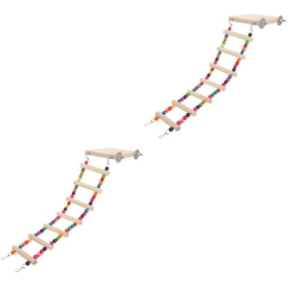 FRCOLOR 2pcs Bird Ladder Toy with Platform for Parrots and Birds Easy to Install Natural Wood and Climbing Activities