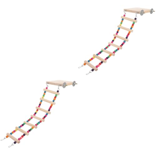 FRCOLOR 2pcs Bird Ladder Toy with Platform for Parrots and Birds Easy to Install Natural Wood and Climbing Activities
