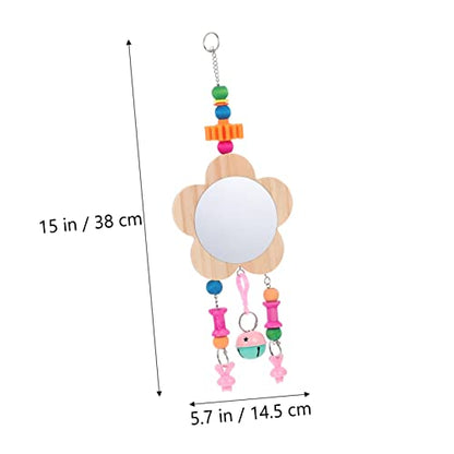 BESPORTBLE Creative Wooden Hen Mirror Toy for Chickens Pet Mirror Toy Bell Easy to Promotes Curiosity and Playfulness Poultry Fun Enrichment for Backyard Hens