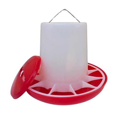 Large Chicken Feeder 11-Pound Capacity for All Poultry | Durable Feeding Container with Carrying Handle for Chickens, Ducks, Turkeys, Quail, Baby Chicks, Turkeys and More - size: 11 Pounds