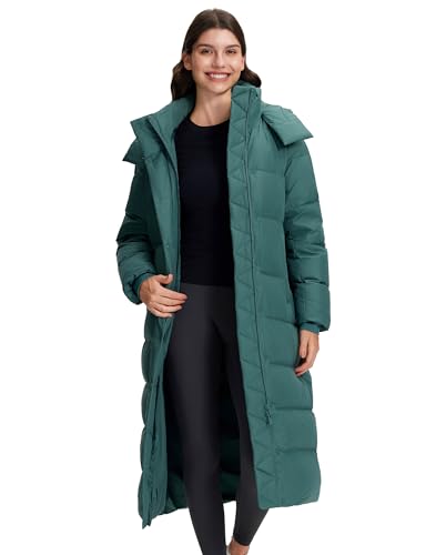 Pioneer Camp Women's Thickened Long Down Jacket 650+ Fill Power Puffer Jacket Winter Coat Parka Jacket with Hood - color: Sagebrush Green, size: Small