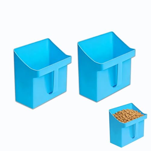 2 Pack Large Feed Scoop,128 oz Plastic Grain Scoop with Side Handle,Blue Multi Purpose Feed Scoop for Livestock,Bucket Ice Scoop Suitable for Dry Feed for Poultry,Horses Other Livestock Animals