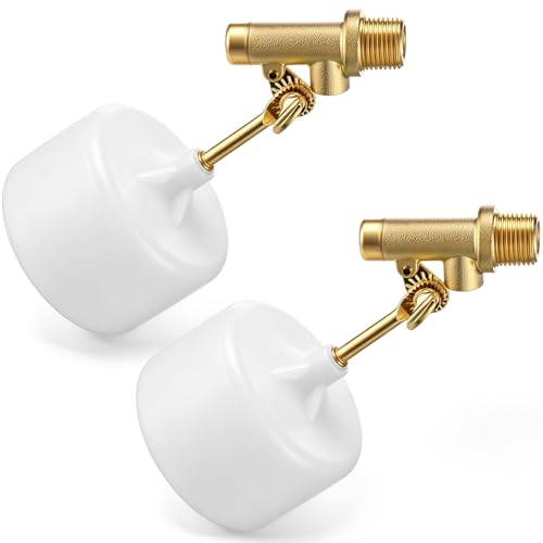Lounsweer 2 Pack 3/8" Water Float Valves, Brass Pool Float Valve with Adjustable Arm, Water Level Control for In-Ground Pools & Auto-Fill Systems Fountains Tank Ponds Aquariums