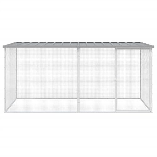 Galvanized Steel Chicken Cage with Roof 79.9"x38.6"x35.4" Outdoor Indoor Coop Hutch for Hens Rabbits Ducks Small Animals Light Gray Enclosure - color: Light gray