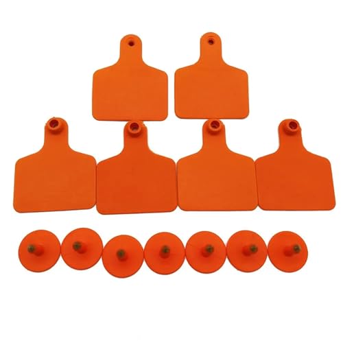Cattle Ear Tags 100 Pcs Animal Identification,Blank Ear tag Apply to Pig Cattle Sheep Donkey Horse Farm Animal Feeding Tools for Animals(Orange) - color: Orange