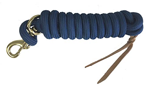 AJ Tack 9 Foot Nylon Lead Rope with Leather Popper - color: Navy Blue