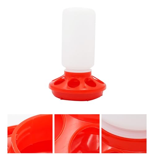 Chick Feeder and Waterer Set, Chick Starter Set 2 in 1, Chicken Waterer and Feeder, 1L Poultry Watering and Feeding Station, Quail Feeders and Waterers for Home Use - color: Red