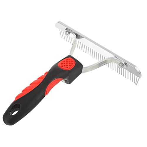 Ergonomic Rubber Handle Horse Hair Cleaning Comb Rake Non Slip Durable Grooming Brush for Removing Shed Fur and Soil Comfortable Grip Tool for Horse Grooming and Cleaning