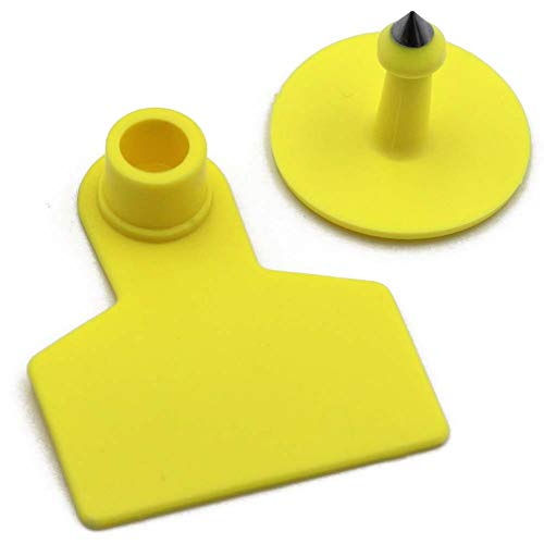 M.Z.A Blank Ear Tags for Goats Sheep Pigs Hogs Cows Cattle Calf Livestock Ear Tag Blank Pig Tags, 100pcs - color: Yellow