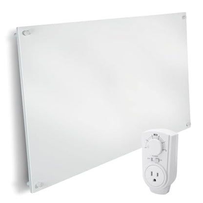 EconoHome Wall Mount Space Heater Panel - with Thermostat - 600 Watt Convection Heater - Ideal for 200 Sq Ft Room - 120V Electric Heater - Updated Model - color: White, size: 600W