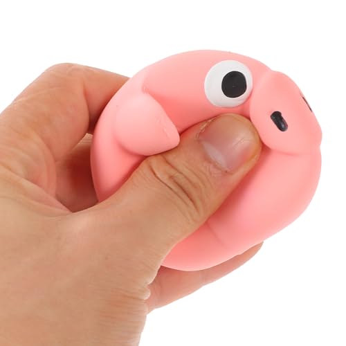 BESTonZON Squeaky Pig Head Dog Interactive Chew Sturdy Latex Puppy Play for Large Dogs Pink Pet for Biting and Dental Health