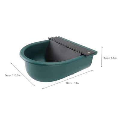 Livestock Water Bowl Automatic Water Feeder with Float Ball Green Plastic Trough 26 X 28 X 14 Cm Large Capacity for Cattle Sheep Horses Farm Use