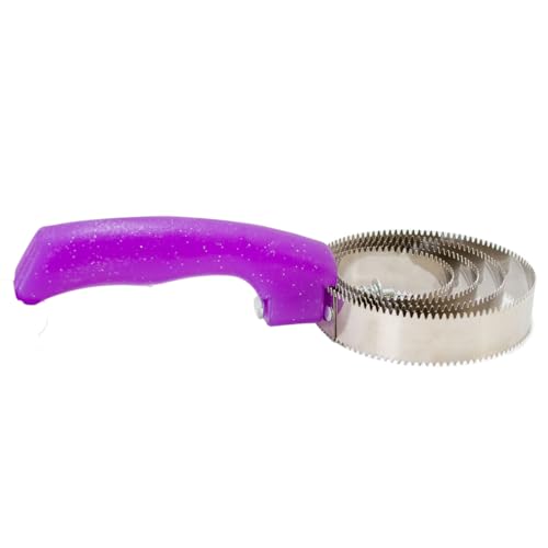 Jeffers Equine Sparkle Grip Reversible Curry Comb for Horses, Stainless Steel Spring Horse Grooming Comb for Shedding, Bathing & Coat Care, Dual Tooth Grooming Tool w/Rotating Flexible Head - Purple - color: Purple