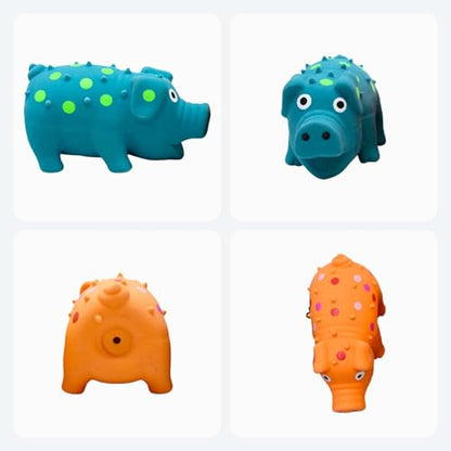 Dog Squeak Toy with Oinking Sounds, Pig Squeaky Dog Toy Latex Polka Dot Squeaky Pig Dogs Toys Rubber Chew Toys for Small, Medium and Large Dogs (Blue, S) - color: Blue, size: S