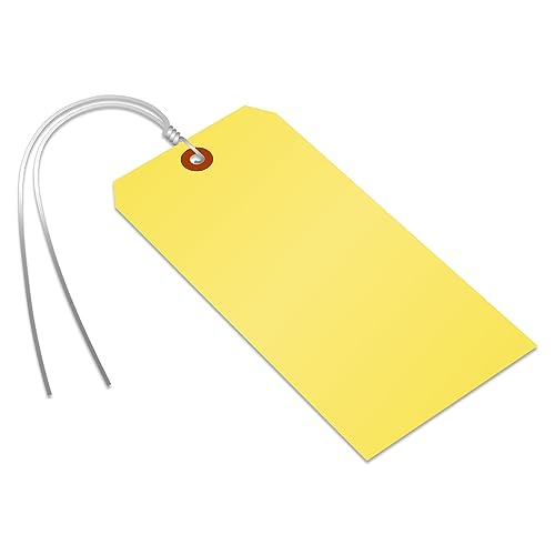 SmartSign Blank Yellow Tag with Wire | 6 1/4" x 3 1/8" Size 8 Tear Proof Polypropylene, Pack of 25 - color: Yellow