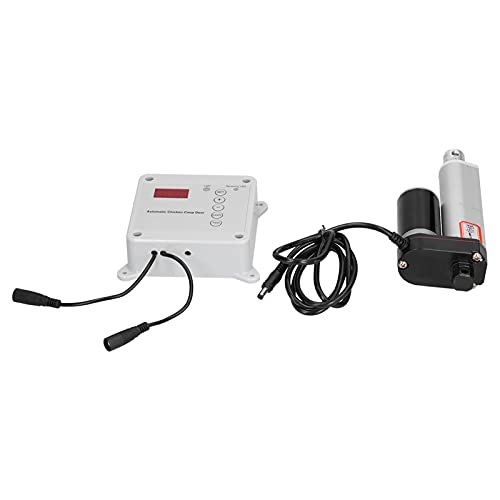 Automatic Chicken Coop Door Opener, Light Sensor and Remote Control with Timer and Anti Pinch Design, for Swing Doors 230 1000mm (US Plug)