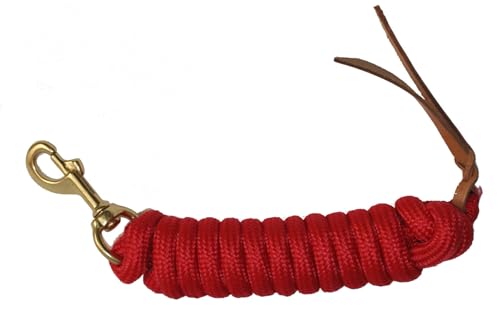 AJ Tack 9 Foot Nylon Lead Rope with Leather Popper - color: Hot Pink