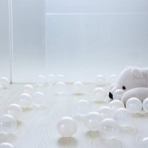 Colorful 100pcs Ball Pit Balls 2.2-inch Plastic Ocean Ball Crush Proof Stress Balls for Kids Pool Ball Playhouse Pit Accessories - color: Pearl White/Clear