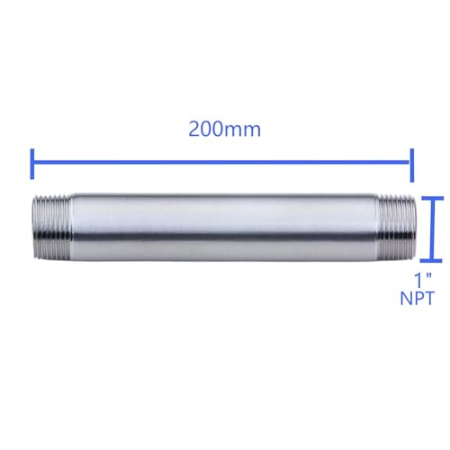 CONSTELLAR 304 Stainless Steel Pipe Nipple - 1" NPT Male x 1" NPT Male Threaded Fitting, 8 Inch (200mm) Length 3mm Wall Thickness Heavy Duty Seamless Pipe Nipple for Water Gas Oil fluid (1 Pack) - size: 1" NPT Male x 1" NPT Male, style: 200mm (8 inch)
