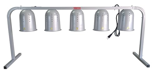 Kratos Commercial Food Warmer, Freestanding Heat Lamp, Five Bulbs, Adjustable Height, Silver, 120V, 1250W (31M-009) - size: 5 Bulb-Silver