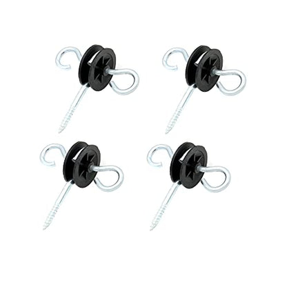 JBT 2 Rings Electric Fence Screw-in Gate Handle Anchor, Black, 4 | Wood Post Screw-in Insulator