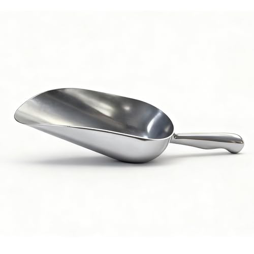 6 OZ Cast Aluminum Utility Scoop, One-Piece Solid Ice Scoop for Ice Bucket, Bar, Kitchen, Multipurpose Food Scooper for Flour, Sugar, Popcorn, Dog Food (Silver) (6OZ) - size: 6OZ