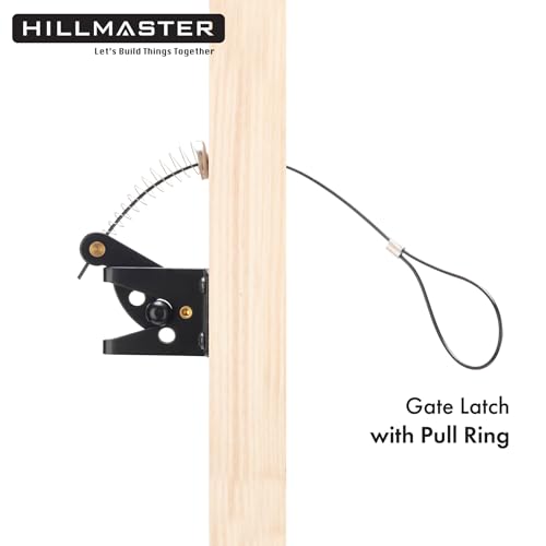 HILLMASTER 2 Pack Self Locking Gate Latch for Wooden Fence Heavy Duty,Gravity Lever Fence Door Latches with Steel Spring Cable Pull String Gate Hardware Gate Lock for Outdoor Secure Pool,Garden - size: 2 Pack