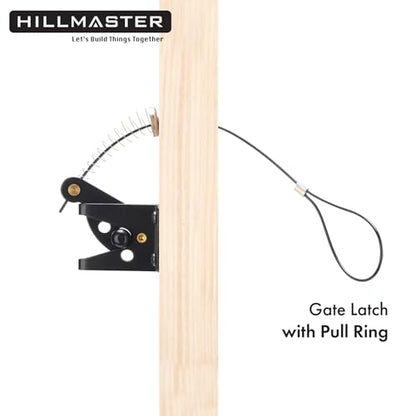 HILLMASTER 2 Pack Self Locking Gate Latch for Wooden Fence Heavy Duty,Gravity Lever Fence Door Latches with Steel Spring Cable Pull String Gate Hardware Gate Lock for Outdoor Secure Pool,Garden - size: 2 Pack