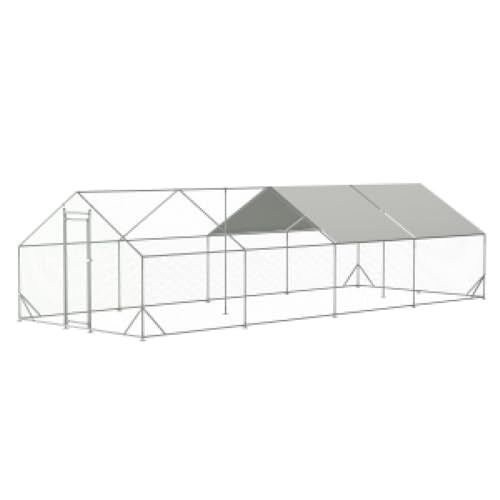 Sturdy Walk-in Chicken Run with Galvanized Steel Frame and PVC-Coated Hexagonal Wire Mesh for Outdoor Poultry Enclosure (3x8m) - color: 3x8m