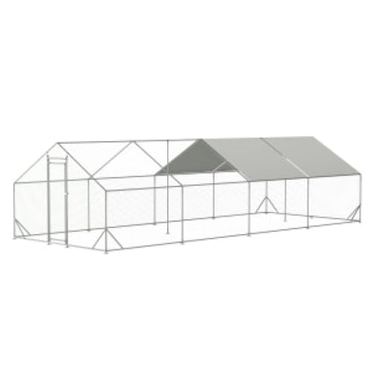 Sturdy Walk-in Chicken Run with Galvanized Steel Frame and PVC-Coated Hexagonal Wire Mesh for Outdoor Poultry Enclosure (3x8m) - color: 3x8m