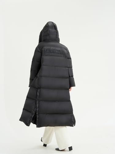 Women's Winter Windproof and Warm Hood Down Jackets Extended Knee Length Loose Fitting Jacket - size: X-Large