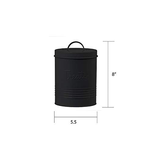 Amici Pet Retro Metal Storage Canister Treats Jar, 72 Fluid Ounces, Matte Black