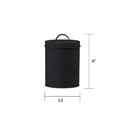 Amici Pet Retro Metal Storage Canister Treats Jar, 72 Fluid Ounces, Matte Black