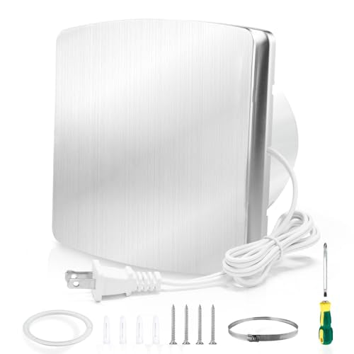 WiseWater Bathroom Exhaust Fan, 110V ac 140CFM 6” Duct 7.6" Panel Extractor Fan, Ceiling&Wall Mounted Ventilation Fan for Bathroom, Laundry Room, Office - size: 6"