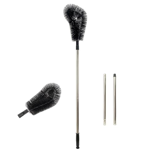 1 pcs 160 cm Huge Tank Brush (Black, with Extra Head), Big Brush Head Size (32 cm), Long Handle, with Extendable Stainless Steel Pole, PP Stiff-Bristled, for Large Water Bucket - color: 1 Pcs 160 Cm (Black)+extra Black Head