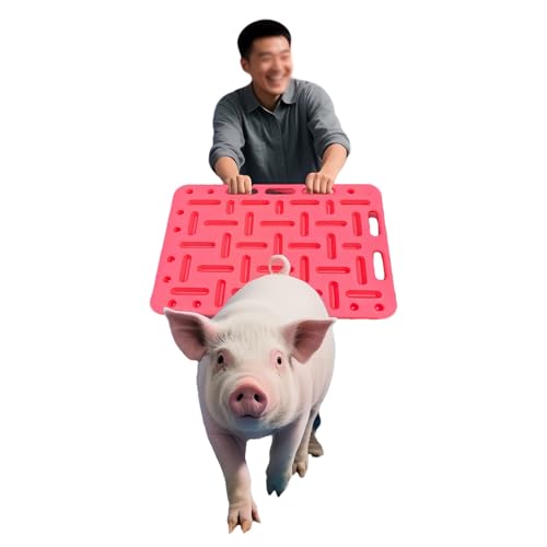 JYHHCYS Livestock Sorting Board, Easy to Hold Driving Boards for Pigs with Handle, Large Red Pig Moving Boards Deflect Kicks for Cattle, Sheep, Goats, Smooth Surface(Medium - 97 x 76 cm) - size: Medium - 97 x 76 cm