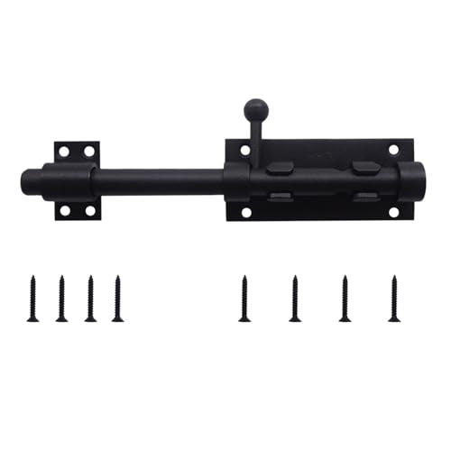 8Inch Barrel Bolt Latch with Padlock Hole, Slide Bolt Gate Latch Black, 304 Stainless Steel Small Door Lock Hardware for Fence/Barn/Yard Door/Interior Door Latch - size: 8 Inch