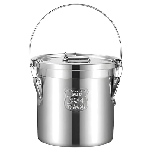 6L/1.6 Gal Airtight Metal Canisters with Lids, 304 Stainless Steel Dog Food Storage Container for Household Bar Restaurants Flour Container (Handheld) - size: Handheld 6L/1.6gal