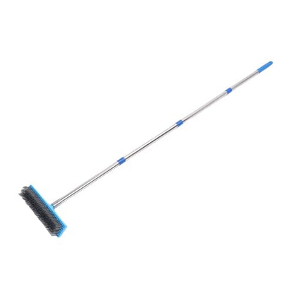 Zerone Heavy Duty Steel Wire Broom, 30cm Plastic Head Stainless Steel Handle Outdoor Floor Scrub Brush with Extended Pole, for Patios Decks Gardens Concrete Garages (160cm) - size: 160cm