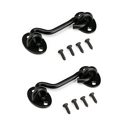 3” Privacy Hook and Eye Latch Easy Lock for Barn Door, Black (3 INCH-2PCS) - size: 3 INCH-2PCS