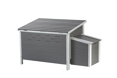 New Age Pet ECOFLEX Fontana Premier Chicken Barn, Weather Resistant Gray Coop with Easy Clean Pull Out Tray, Nesting Box, Hinged Roof, Easy No Tool Assembly for 2 to 4 Chickens