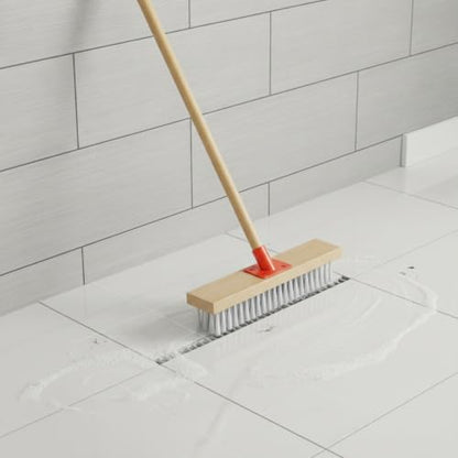Floor Scrub Brush with Long Handle and Stiff Nylon Bristles for Tile Grout and Bathroom Cleaning (1 PC) - size: 10.63 x 2.36 x 1.57 in