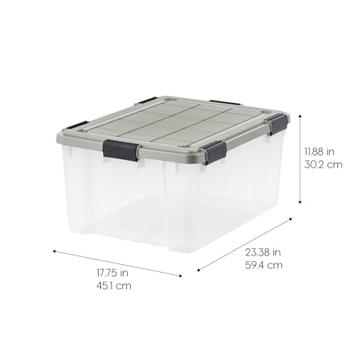 IRIS USA 60 Qt Storage Bins with Gasket Seal Lid, 3 Pack - BPA-Free, Heavy Duty Moving Containers Tight Latch, Weather Proof Tote, WEATHERPRO - Clear/Chrome - size: 60 Qt. - 3 Pack