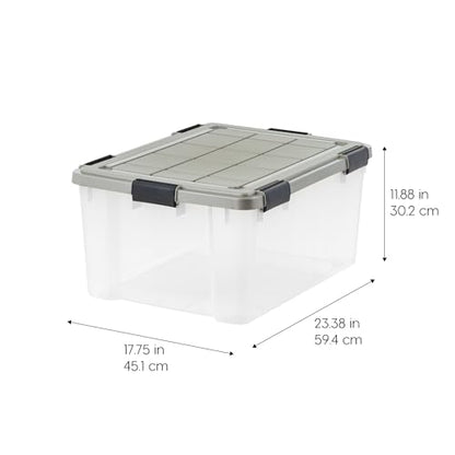 IRIS USA 60 Qt Storage Bins with Gasket Seal Lid, 3 Pack - BPA-Free, Heavy Duty Moving Containers Tight Latch, Weather Proof Tote, WEATHERPRO - Clear/Chrome - size: 60 Qt. - 3 Pack