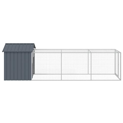 Chicken Cage Outdoor 159x46x48 in Anthracite Galvanized Heavy Duty Steel Coop Large Run for Backyard Poultry Hen House Garden Flock - size: 159.4 x 46.1 x 48.4 in (W x L x H)