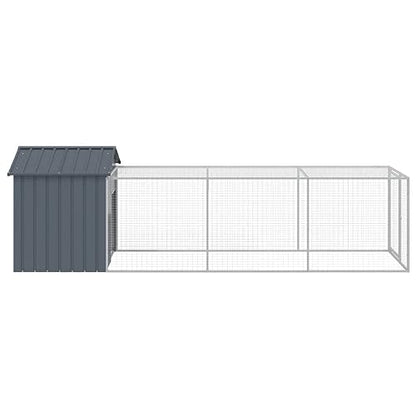 Chicken Cage Outdoor 159x46x48 in Anthracite Galvanized Heavy Duty Steel Coop Large Run for Backyard Poultry Hen House Garden Flock - size: 159.4 x 46.1 x 48.4 in (W x L x H)