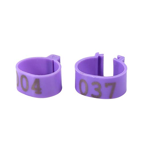 Maxmartt Chicken Leg Bands,100PCS/Bag 16MM 001-100 Numbered Plastic Poultry Chickens Ducks Goose Leg Bands Rings(Purple)