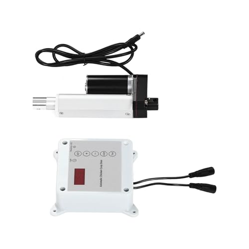 Automatic Chicken Cage Door Opener, Timing Photosensitive Remote Control Kit with Light Sensor and Weatherproof Timer for 9in to 39in Doors up to 44lb (US Plug 100 240V)