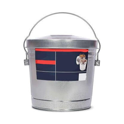 Galvanized Steel Locking Lid Storage Can, 6 Gallon Large Capacity Weatherproof Metal Canister, Durable Sealed Storage Bin for Dry Goods Feed Tools and Outdoor Patio Use