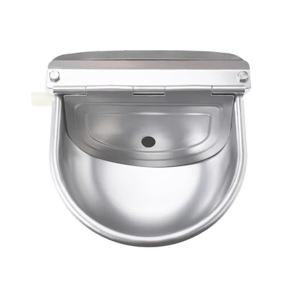 Stainless Steel Automatic Pet Water Dispenser,Automatic Dog Water Bowl Water Animals Waterer for Cattle Horse Goat Sheep Dog, with Floating Valve,Hose and Accessories(Without Drainage Hole)